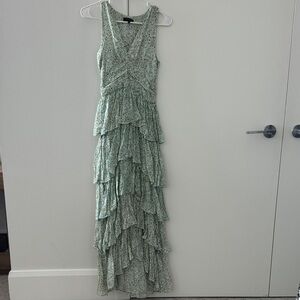 1. State Light Green Floral Ruffle Tiered Maxi Dress